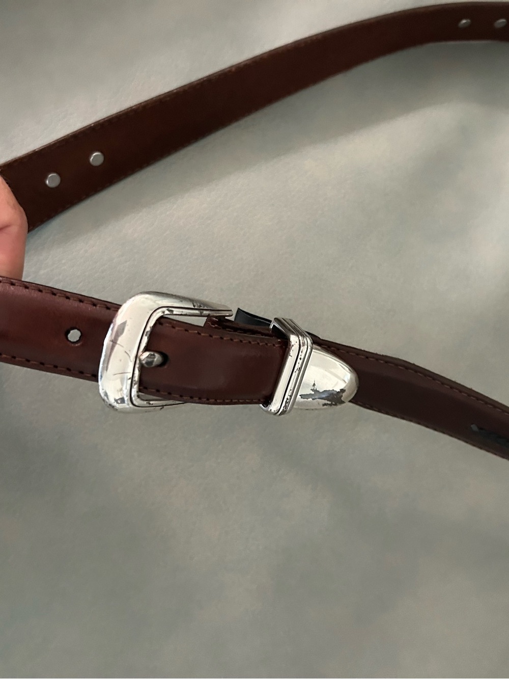Onyx by Brighton Men's Brown Leather Bag Strap with Silver Buckle and Golf